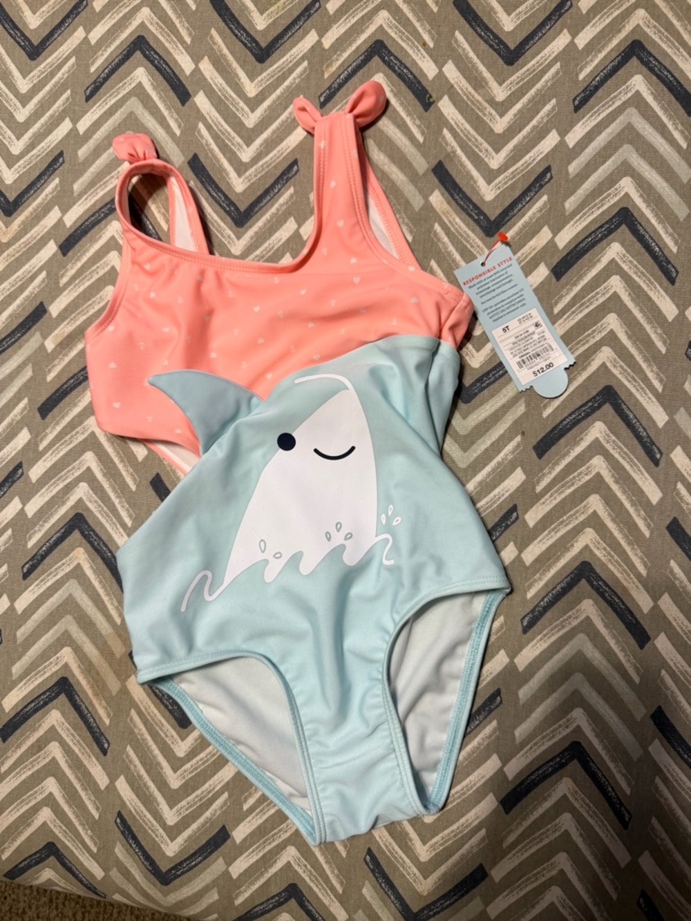 Cat & Jack Coral and Light Blue Girls Bikini Set